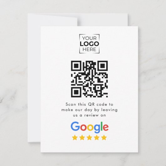 Cartons Réponse Code QR de révision de Google Avis sur l'entrepris (Devant)