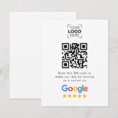 Cartons Réponse Code QR de révision de Google Avis sur l'entrepris (Devant / Derrière)