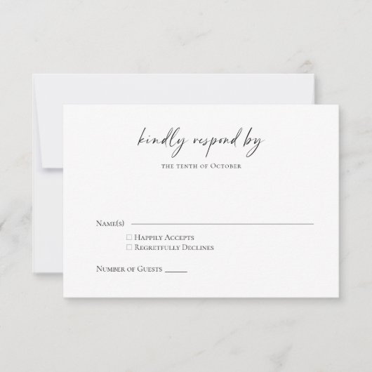 Cartons Réponse Code QR de script chic noir et blanc simple minima (Devant)