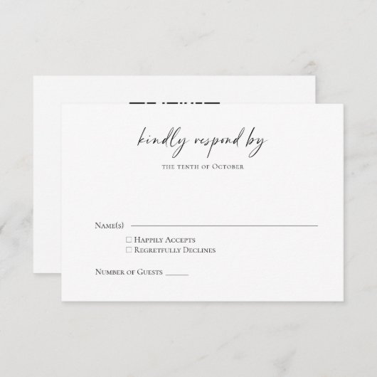 Cartons Réponse Code QR de script chic noir et blanc simple minima (Devant / Derrière)