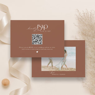 Cartons Réponse Code QR de site web de mariage minimaliste en terr