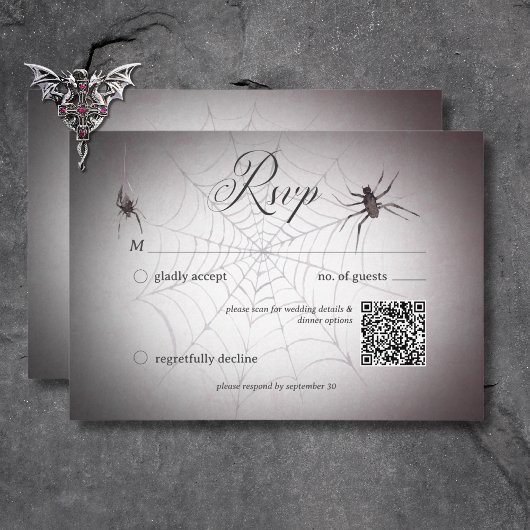 Cartons Réponse Code QR d'Halloween gothique rustique noir et bord