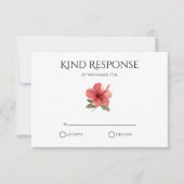 Cartons Réponse Code QR d'Hibiscus Rouge Corail Mariage Tropical M (Devant)