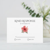 Cartons Réponse Code QR d'Hibiscus Rouge Corail Mariage Tropical M (Debout devant)