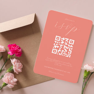 Cartons Réponse Code QR du Mariage Colorblock moderne Corail fon