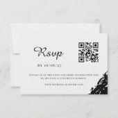 Cartons Réponse Code QR du Mariage d'aquarelle noir (Devant)