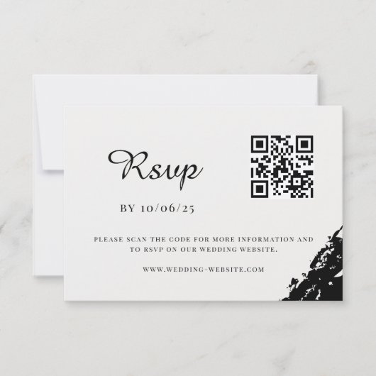 Cartons Réponse Code QR du Mariage d'aquarelle noir (Devant)