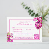 Cartons Réponse Code QR du mariage d'aquarelle rose stock (Debout devant)