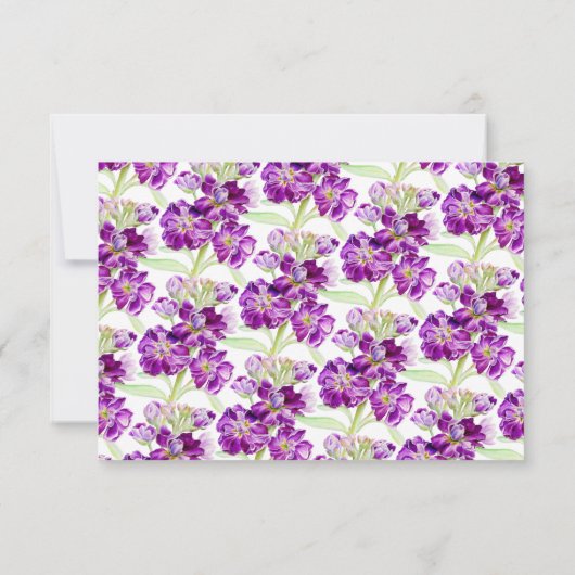 Cartons Réponse Code QR du mariage d'aquarelle stock violet (Dos)