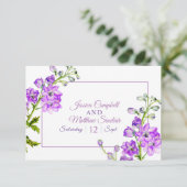 Cartons Réponse Code QR du mariage d'aquarelle violet de delphiniu (Debout devant)