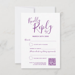 Cartons Réponse Code QR du mariage d'art abstrait mauve