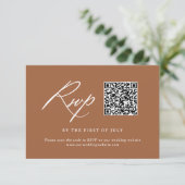 Cartons Réponse Code QR du Mariage de calligraphie orange brûlée m (Debout devant)