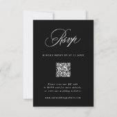 Cartons Réponse Code QR du Mariage de calligraphie romantique noir (Devant)