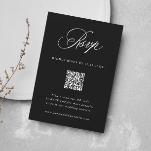 Cartons Réponse Code QR du Mariage de calligraphie romantique noir