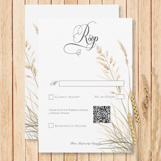 Cartons Réponse Code QR du Mariage de l'herbe tan séché par Boho r