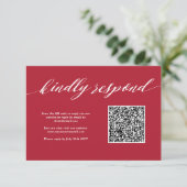 Cartons Réponse Code QR du Mariage de Noël rouge (Debout devant)