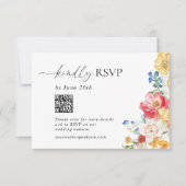 Cartons Réponse Code QR du Mariage Fleur sauvage coloré (Devant)