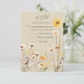 Cartons Réponse Code QR du Mariage Fleur sauvage jaune (Debout devant)