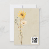 Cartons Réponse Code QR du Mariage Fleur sauvage jaune (Dos)