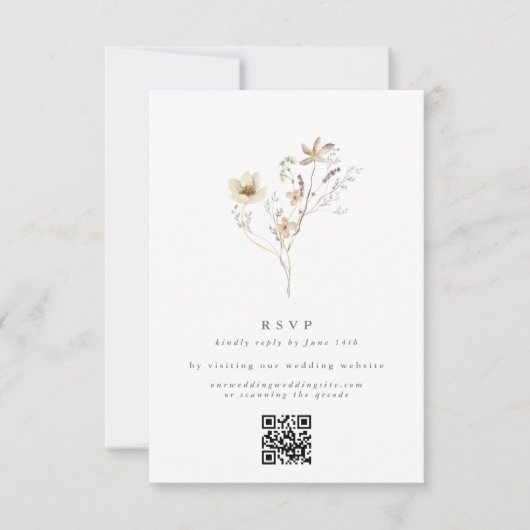 Cartons Réponse Code QR du Mariage Fleur sauvage sec à l'abondance (Devant)
