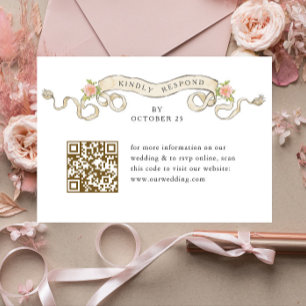 Cartons Réponse Code QR du Mariage Floral Ornate de Victoria