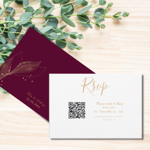 Cartons Réponse Code qr du mariage royal burgundy minimaliste