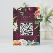 Cartons Réponse Code QR du Rose de Bourgogne Ranunculus Mariage (Debout devant)