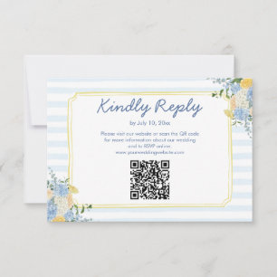 Cartons Réponse Code QR du site Web de mariage à rayures jaunes et