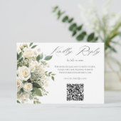 Cartons Réponse Code QR du site Web de mariage aux hydrangeas et r (Debout devant)