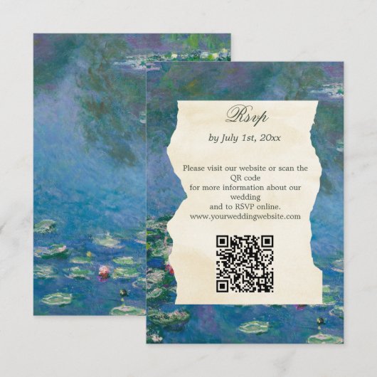 Cartons Réponse Code QR du site Web de mariage aux nénuphars de Mo (Devant / Derrière)