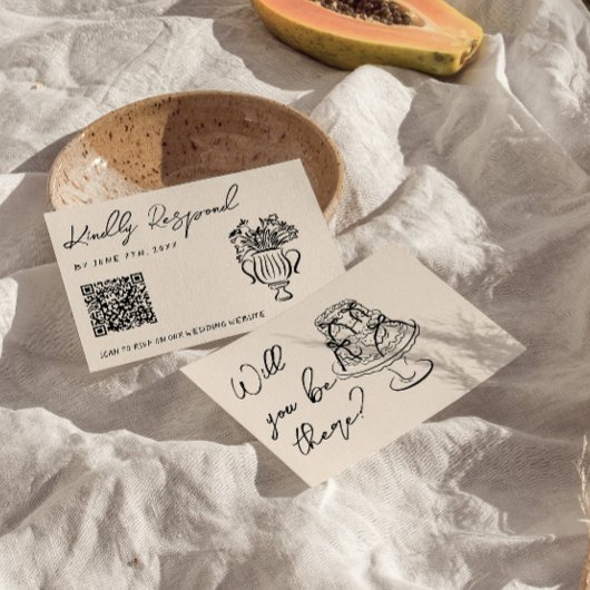 Cartons Réponse Code QR écrit à la main Gâteau Floral Mariage