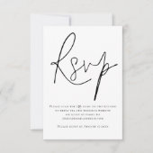 Cartons Réponse Code QR écriture élégante Mariage Noir Blanc (Devant)