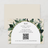 Cartons Réponse Code QR Elégant Beige Moderne Botanique Vert (Devant / Derrière)