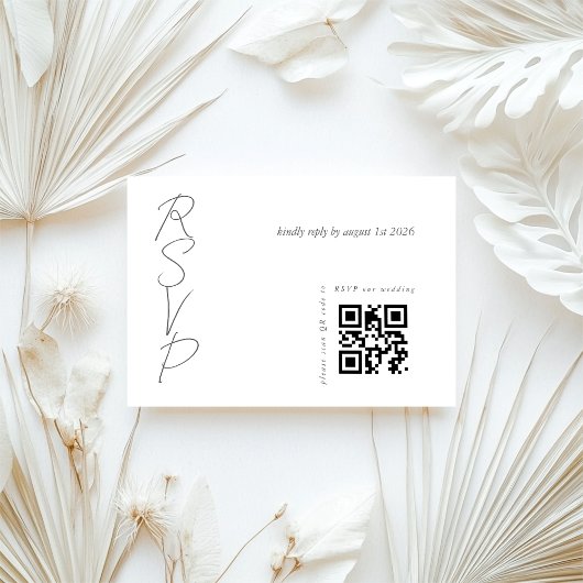 Cartons Réponse Code QR élégant de mariage blanc
