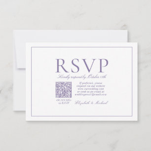 Cartons Réponse Code QR élégant Lavande Lilac Script classique