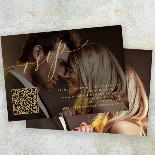 Cartons Réponse Code QR élégant mariage photo