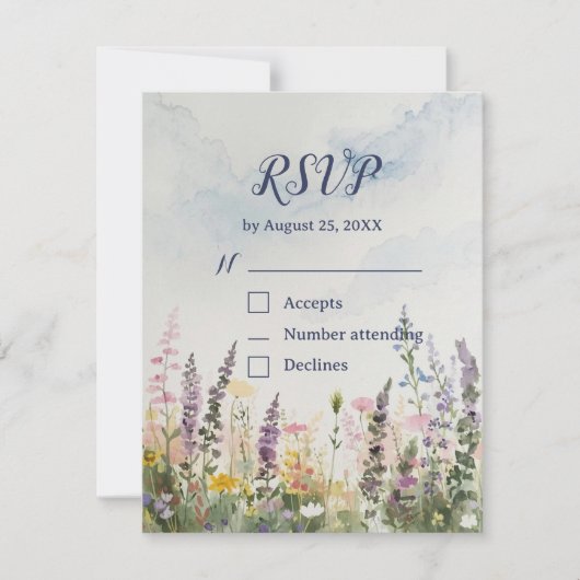 Cartons Réponse Code QR Fleur Sauvage Aquarelle | Bohème Rustique (Devant)