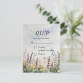 Cartons Réponse Code QR Fleur Sauvage Aquarelle | Bohème Rustique (Debout devant)