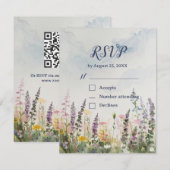 Cartons Réponse Code QR Fleur Sauvage Aquarelle | Bohème Rustique (Devant / Derrière)