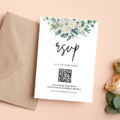 Cartons Réponse Code QR Fleurs de la Rose Blanche pour Mariage