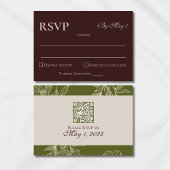 Cartons Réponse Code QR floral marron rustique