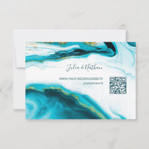 Cartons Réponse Code QR   Gold Sea Turtles Turquoise Beach Mariage