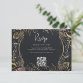 Cartons Réponse Code QR gothique Crâne Mariage floral (Debout devant)
