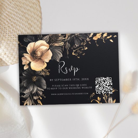 Cartons Réponse Code QR gothique Mariage floral