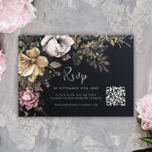 Cartons Réponse Code QR gothique Mariage noir floral