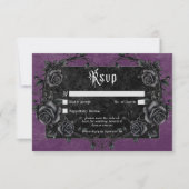Cartons Réponse Code QR Gothique Noir Corbeau & Roses Violettes (Devant)