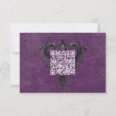 Cartons Réponse Code QR Gothique Noir Corbeau & Roses Violettes (Dos)