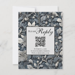 Cartons Réponse Code QR gris gris argenté élégant bleu poussiéreux