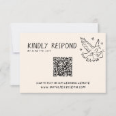 Cartons Réponse Code QR Illustré Rétro Mariage amusant manuscrit (Devant)