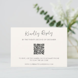Cartons Réponse Code QR ivoire moderne Mariage simple